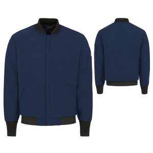 The work jacket made from polyester and cotton blend